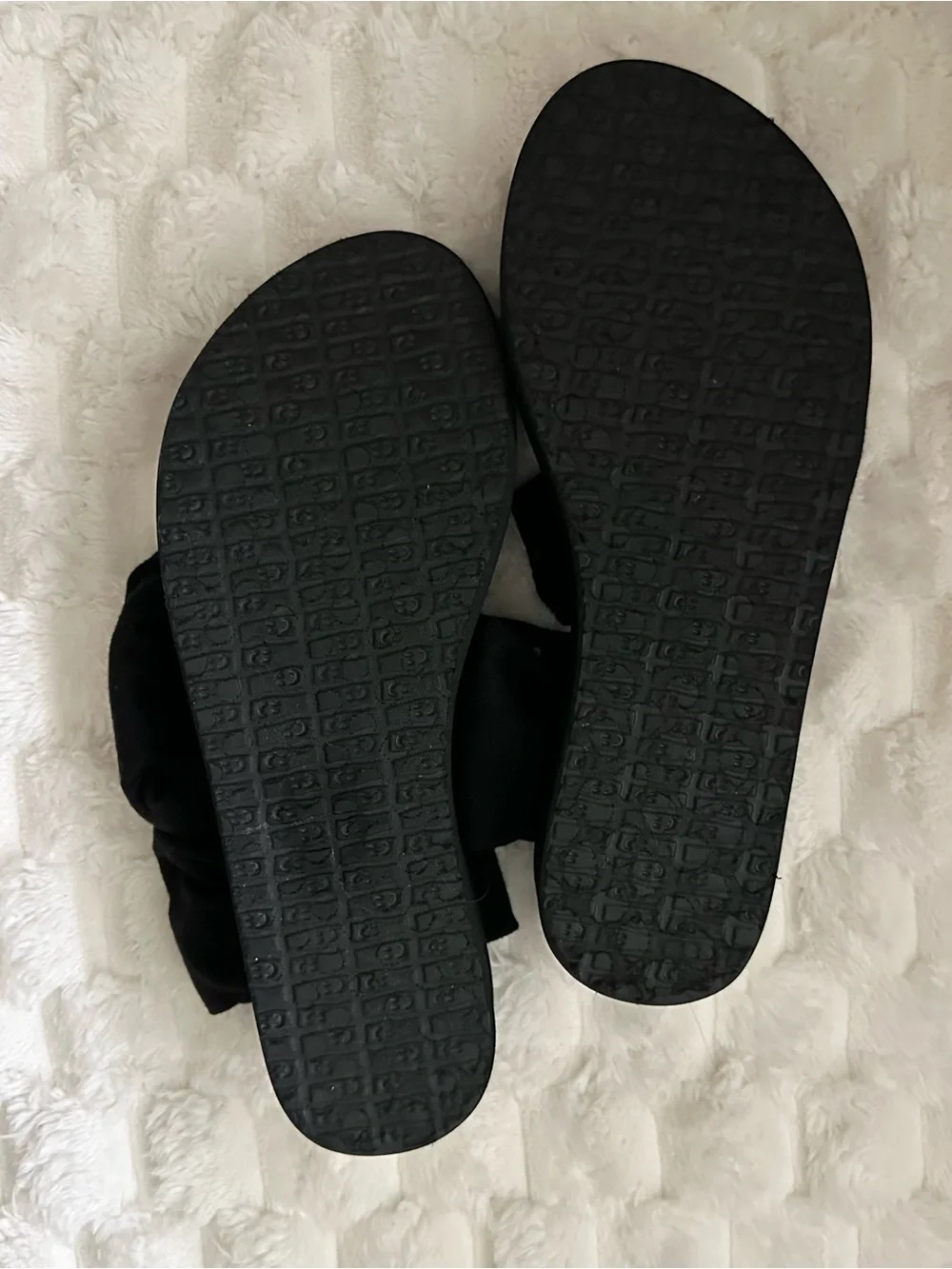 Sanuk Yoga Sling Back Thong Wedge Sandals-Black-EUC-Sz 6